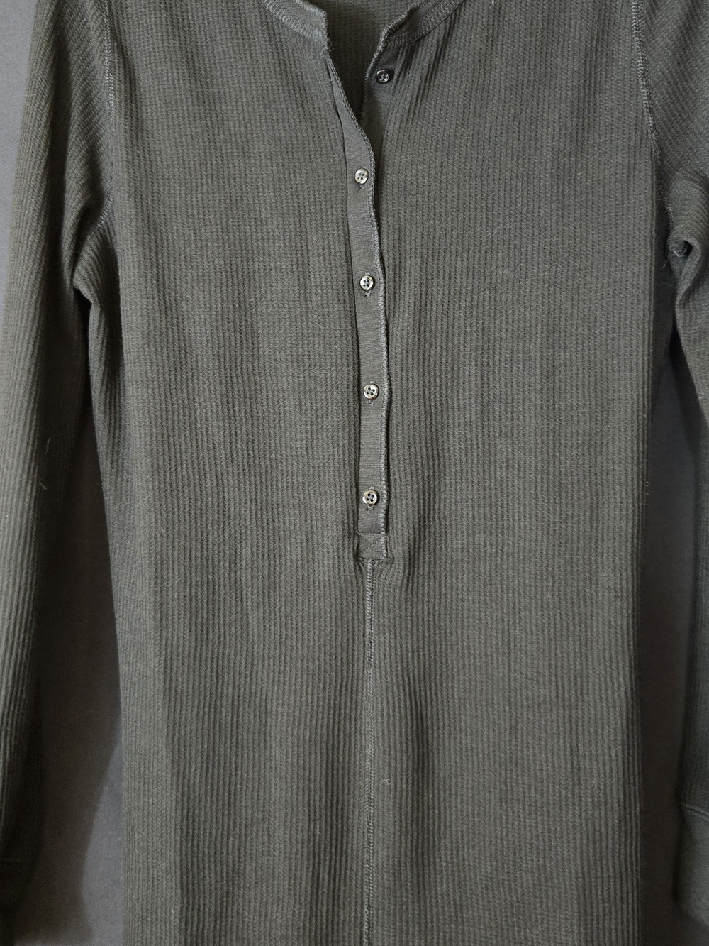Unisex Fruit of the Loom black Ribbed Henley Longjohns #546